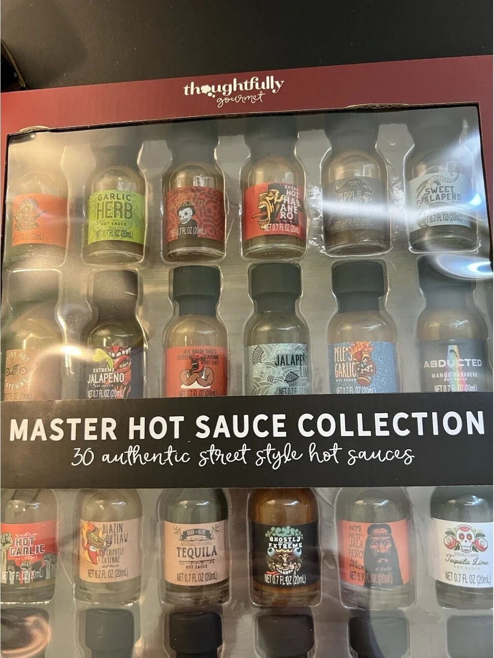 NIB Thoughtfully Gourmet Master Hot Sauce Collection Set Of 30 Mini Bottles